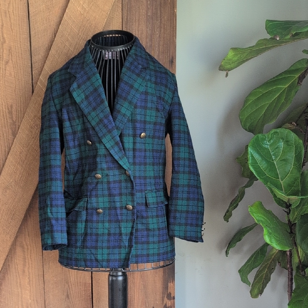 Pendleton Green and Blue Wool Blazer